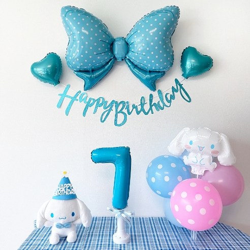 주파티 시나모롤 생일파티용품 숫자풍선 세트, 시나모롤 세트 7번