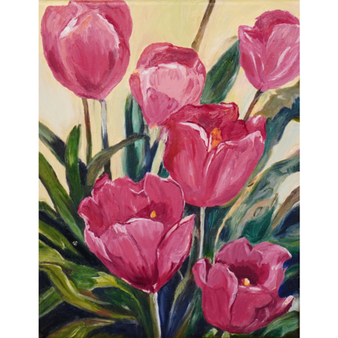 유화그리기 diy 보석십자수 40x50cm 세트 꽃 튤립 캔버스 시리즈 10종, 튤립 -1