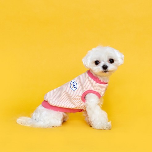플로트 릴렉스보더 민소매티셔츠 핑크 강아지옷 S