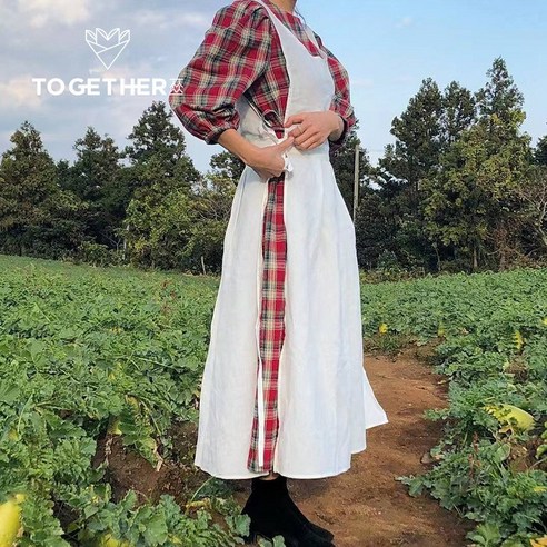 면 마 앞치마 패션 원피스 베이킹 미술 네일아트 작업복 턱받이, 백색