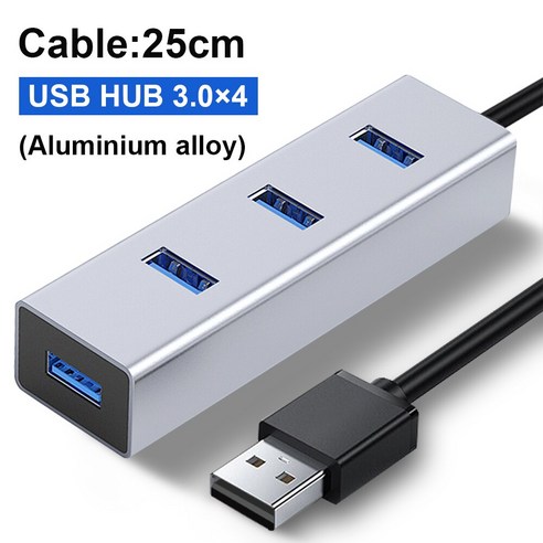[XIG] OFCCOM 허브 USB 멀티 3.0 허브 USB 분배기 고속 4/7 포트 올인원 PC Windows Macbook 컴퓨터 액세서리 올인원 USB 허브 분배기, 4PortsUSB3.025cm