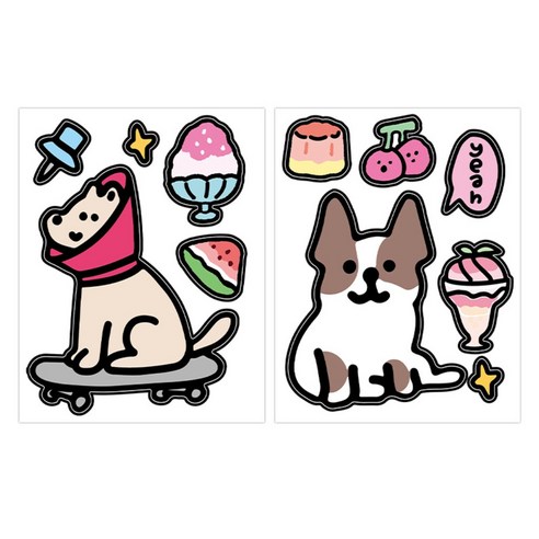 데코스티커 노트북 캐리어 아이패드 꾸미기 귀여운 동물 캐릭터 스티커 다꾸 다이어리, 1개, 데코 보드타는강아지