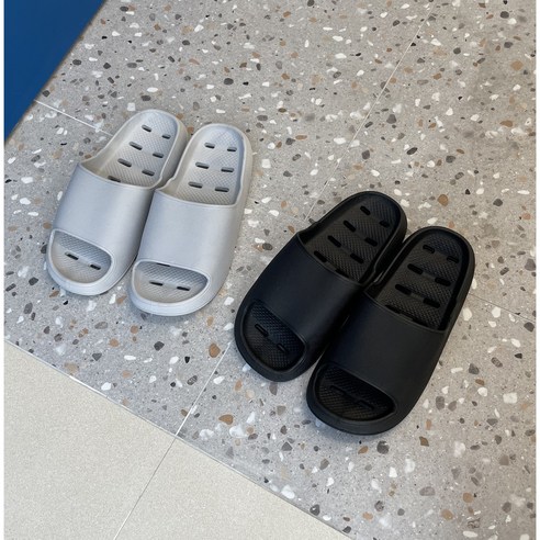 1+1 구성 깔끔한 욕실 슬리퍼 화장실 실내화 PVC 미끄럼방지 논슬립 콘티A, 1개, 그레이M(250-260)+그레이L(260-270)