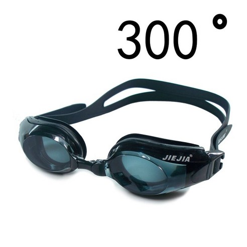 안개 방지 및 방수 근시 수영 용 수영 고글, 블랙300도