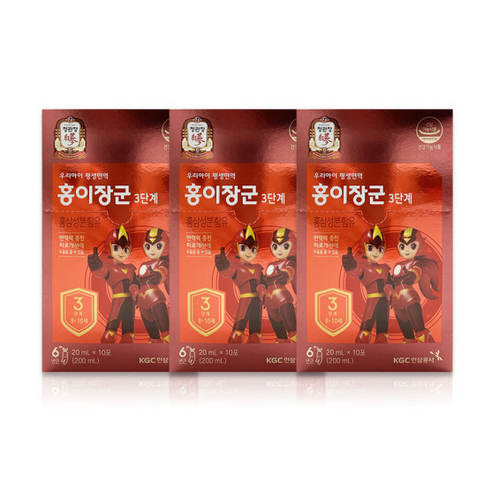 정관장 홍이장군3단계 8-10세 어린이 면역력쑥쑥(20ml*30포/90포) - 어린이홍삼 | 쿠팡