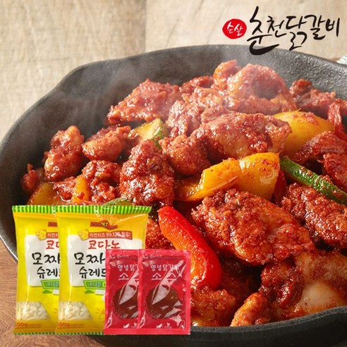 춘천닭갈비 국내산닭으로만든순살춘천닭갈비1kgx2+치즈2봉, 2개, 1kg