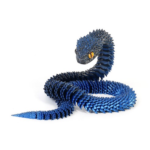 푸른 뱀 모형 인형 자유관절 3D프린터 선물 소품, 40cm, 다크블루, 1개