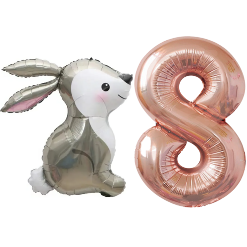 파파 파티 곰돌이 토끼 풍선 생일 파티 숫자 풍선 세트, 토끼 8, 1세트