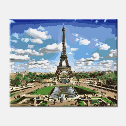 모모픽스페인팅 DIY명화그리기 40x50cm J33푸른하늘 에펠탑 물감2배