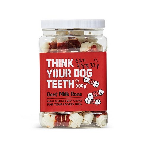 THINK YOUR DOG TEETH 우유껌 본 건조간식 32p 500g, 소고기맛, 1개