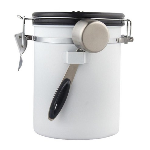 커피 용기 주방 건조 식품 보관 용기 밀폐, 화이트 1500ml, 스테인레스 스틸