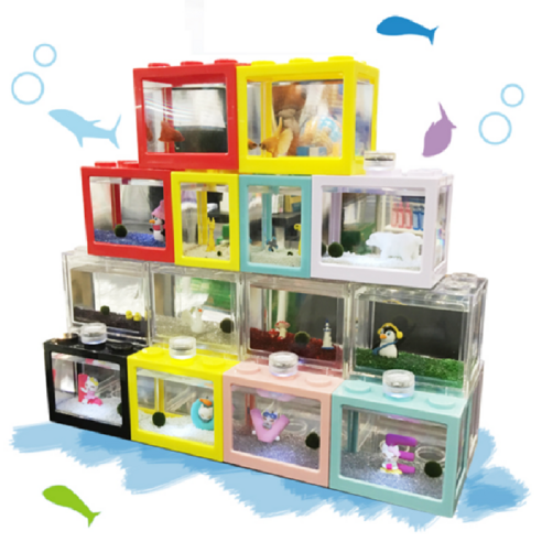 국제프리츠 6구 블럭어항/레고어항 핑크 (조립가능한 베타 마리모수조), 1개