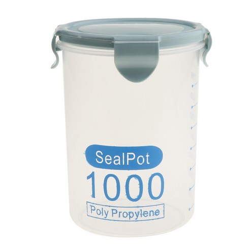 식품 보관 용기 뚜껑 밀가루 설탕 시리얼 식료품 저장실 보관 용기, 블루 1000ml, 플라스틱