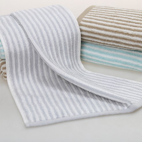 스트라이프 세안 남녀 가정용 부드러운 흡수 순면 수건, GA1047 그레이, 68*34cm