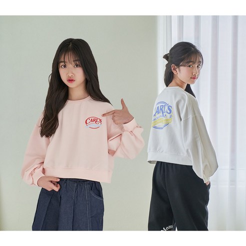 초등학생 여아 봄 칼리 크롭 맨투맨 티셔츠 주니어 키즈 루즈핏 라운드티 댄스복