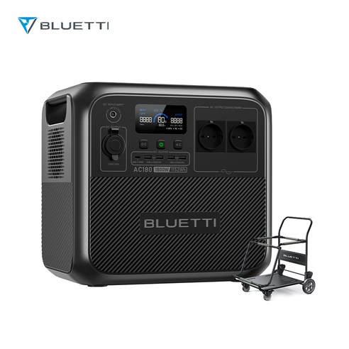 BLUETTI 블루에티 AC180 1800W 1152Wh파워뱅크 휴대용 초고속충전 대용량배터리 캠핑용 차박용 태양광 발전기 인산철 220v배터리 낚시 야외작업용