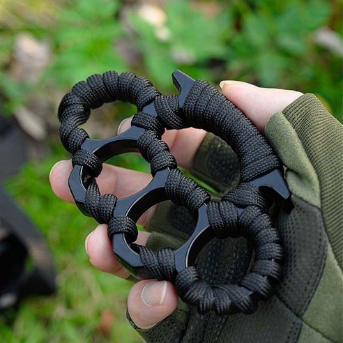 투데이리빙 1+1 손이 편한 호신용 고강도 너클 자기 방어 손가락 링 가드 핑거 안전 반지 무기 호신 용품, R99970B, 블랙, 2개