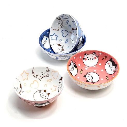 귀여운 냥냥이 캐릭터 디자인으로 고양이 애호가의 마음을 사로잡는 고품질 도자기 식기 세트