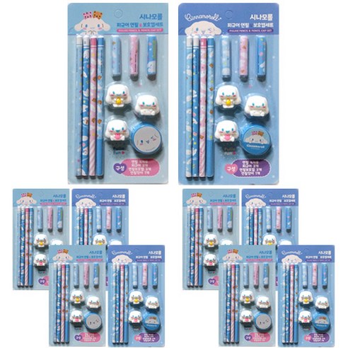 시나모롤 피규어 연필&보호캡 세트 학용품 문구세트, 10개입