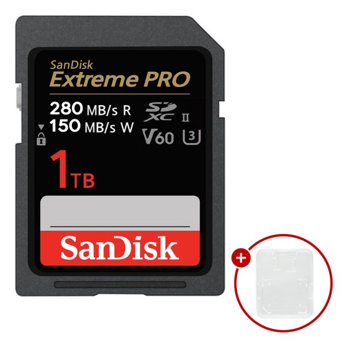 샌디스크 익스트림 프로 SD메모리카드 SDXEP Extreme PRO UHS-II + SD카드 케이스, 1개, 1TB