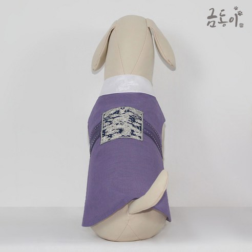 금동이 라벤더사각패치 강아지 고양이 애견 한복, 라벤더, 1개