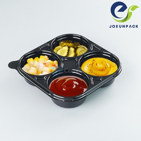 조은팩 일회용 4칸 소스용기 반찬포장 CN-1212 흑색, 1개, 600세트