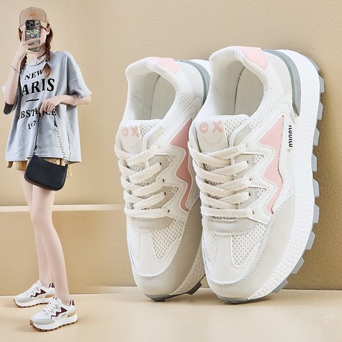 여성용 4cm 통기성 메쉬 캐주얼 런닝화 여성러닝화