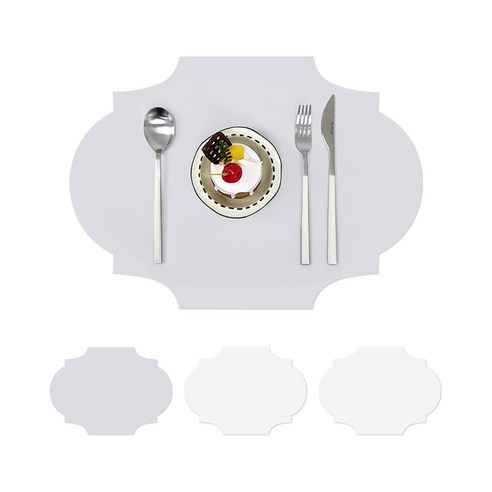 어나더 양면 가죽 방수 식탁매트 방수 테이블 매트 4p, 반달 메짜루나4p, 아이보리/브라운, 4개