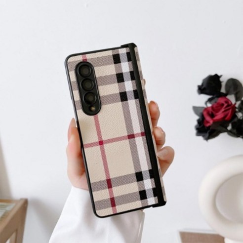 갤럭시 z폴드 3 4 zfold 제트폴드 지폴드 폴더 하운드투스 베이지 체크 힌지 카메라 보호 커버 범퍼 케이스