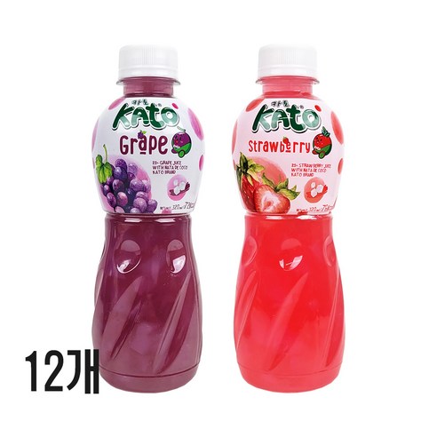 카토 코코넛 알갱이 음료 포도+딸기, 24개, 320ml