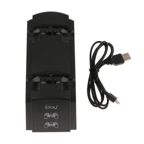 컨트롤러용 듀얼 USB 충전기 LED 스테이션 독 충전 스탠드, 설명, 블랙, 설명