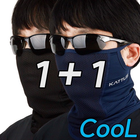 카투스 매쉬형 Zet7 1+1 자외선차단 골프마스크 자전거마스크 파크골프 얼굴햇빛가리개, 블랙+네이비