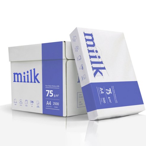 밀크 75g 1박스 2500매 복사용지 한국제지, A4