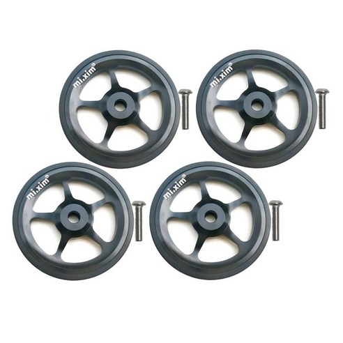 4x 접이식 자전거 쉬운 바퀴 6cm 접이식 수리 EZ 바퀴, 블랙, 알루미늄 합금