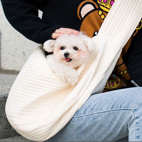 레오펫 강아지 고양이 포대기 애착 슬링백, 베이지, 2개