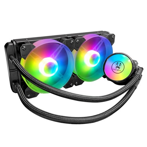 Coolmoon 240mm RGB LED 팬 4 핀 PWM CPU 냉각 라디에이터 Intel / AMD 다중 플랫폼 CPU 라디에이터에 적합, 사진 색상, 하나