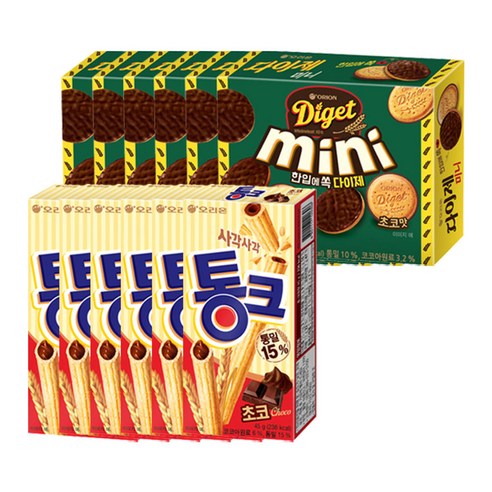 오리온 다이제 미니초코 80g 6개입 + 통크 초코 45g 과자 - 비스킷 | 쿠팡