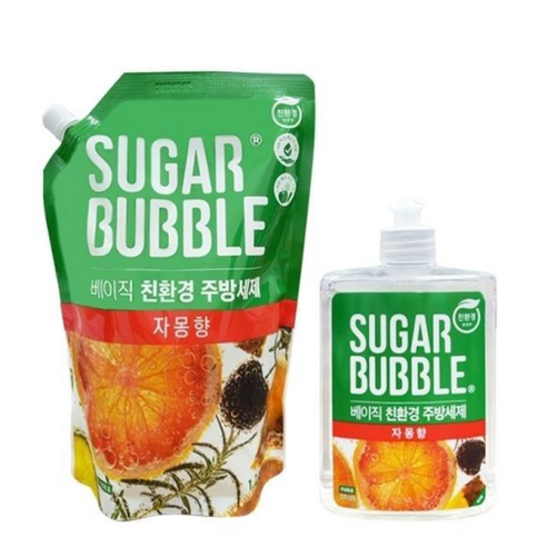 슈가버블 베이직 친환경 주방세제 자몽향 470ml+1.2L, 1개, 1670ml