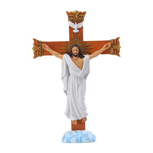 가톨릭 기독교 서있는 십자가 예수 동상 소장품 십자가 예배당 입상 조각 거실 추수 감사절 크리스마스 장식, 여러 가지 빛깔의, 수지