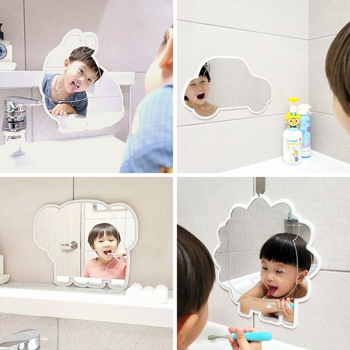 동물 아크릴거울 양치거울 유아 안전거울 붙이는 아기 욕실거울, 코끼리, 아가