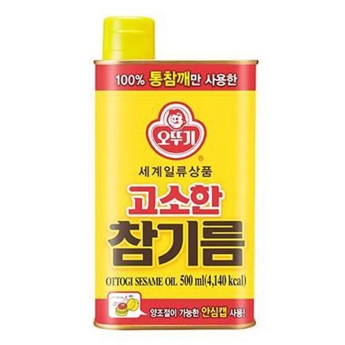 오뚜기 진한 풍미의 고소한참기름(캔) 비빔밥 비빔면 필수 아이템 면역력강화 500ML 1개, 27개