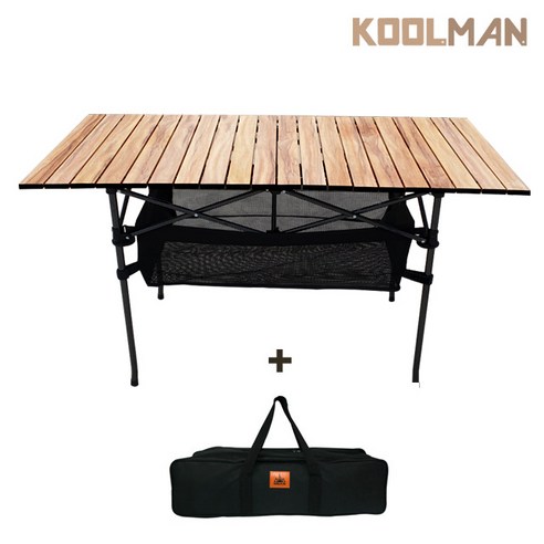 KOOLMAN(쿨맨) 알루미늄 접이식 캠핑 테이블 가방세트 특대형 120, 특대형 120 - 블랙+고급가방(블랙)
