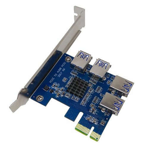 PCI-E 어댑터 카드 1 PCI-E 1X to PCI-E 16x 이미지 인터페이스 USB3.0 확장 카드 BTC 마이닝, 하나, 푸른