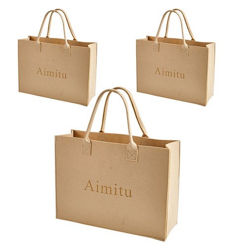 Aimitu 펄트 쇼핑백 토트백 3P세트, 3개, 베이지