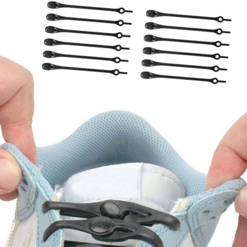 블랙 신발끈 매듭없는 운동화끈 구두끈 실리콘, 상세페이지 참조