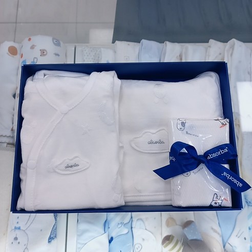 압소바 논현점, 22년 여름 신상품! 모달 소재의 보들보들한 배냇저고리 + 속싸개 세트, 선물포장 가능 배냇저고리세트