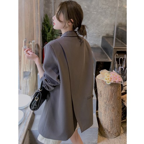 회색[작은 양복]아우터 키다리 2022년 봄옷 패션 디자인 센스 미니 슈트
