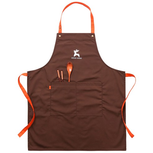 주방 앞치마 프린트 카페 남녀 앞치마 허리 성인 작업복, 커피 사슴, 성인 길이 75cm