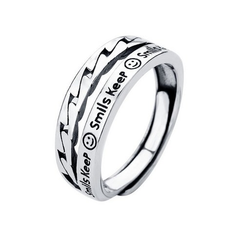 KORELAN 조성 S925 순은 빈티지 힙합 로마 체인 영문 자모 반지 사치 소량 디자인 정교한 반지