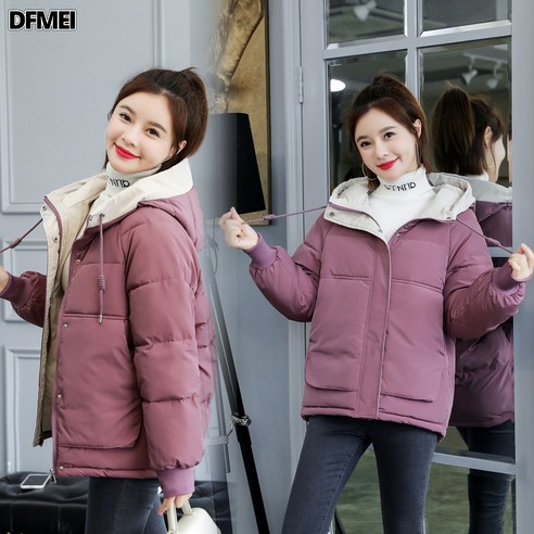 DFMEI 패딩 여 쇼트 겨울 한국판 패딩 점퍼 박시 도톰 패딩 코트
